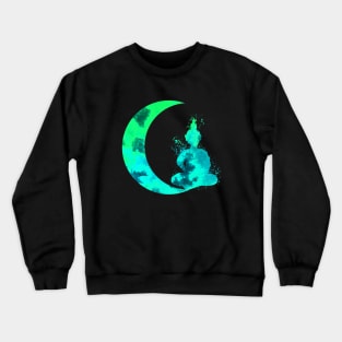 Turquoise Crescent Moon and Buddha Crewneck Sweatshirt